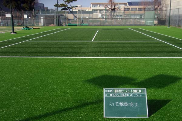 柳川市民テニスコート改修工事 砂充填前